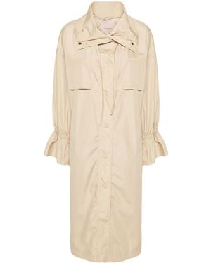 Twinset Logo-Engraved Taffeta Trench Coat - Natural