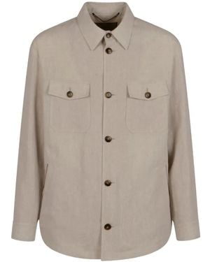 Canali Buttoned Flap-Pocket Jacket - Natural