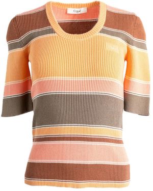 Chloé ストライプ リブニット トップ - オレンジ