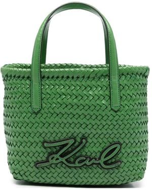 KARL LAGERFELD Braided Tote Bag - Green