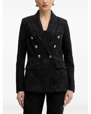 Morgan Double-Breasted Patterned Blazer - Black