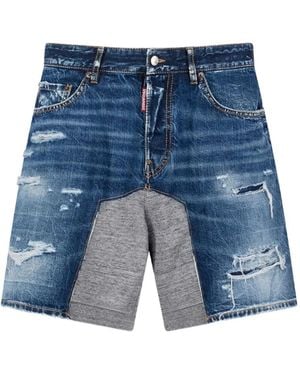 DSquared² Medium Ripped Wash Hybrid Shorts - Blue