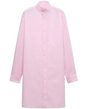 Marni Poplin Longline Shirt With Raised Stripes - Pink