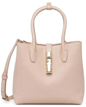 Furla Goccia Grained Leather Tote Bag - Natural