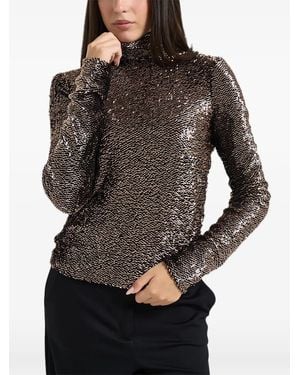 Patrizia Pepe Sequin-Embellished High-Neck Jumper - Black