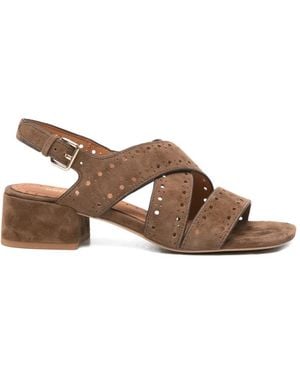 Bruno Premi Perforated Crossover Sandals - Brown