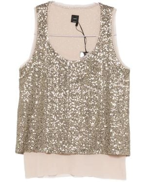 Pinko Sequin-Embellished Layered Top - Natural