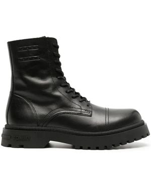 Tommy Hilfiger Logo-Debossed Ankle Leather Boots - Black