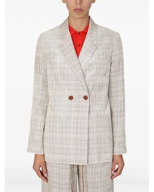 Alysi Checked Double-Breasted Jacket - White