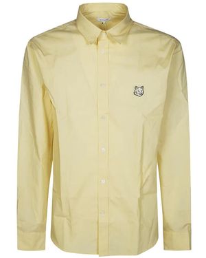 Maison Kitsuné Fox Head Patch Shirt - Yellow