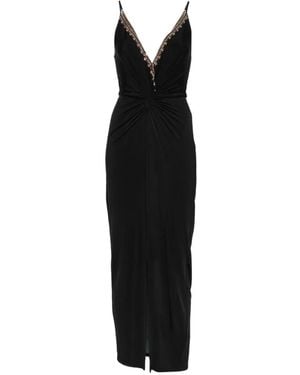 CAMILLA Vestido Midi Leopard Libertine Con Apliques Y Detalle Retorcido - Negro