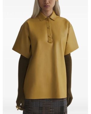 Mugler Leather Polo Shirt - Yellow