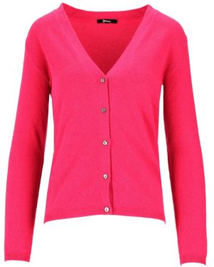 LA ROSE V-Neck Button-Up Cardigan - Pink