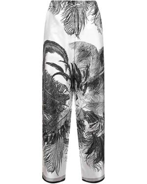 The Attico Feather-print Palazzo Trousers - White