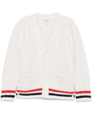 Thom Browne Cárdigan de canalé con rayas RWB - Blanco