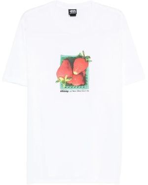 Stussy Strawberry-Print T-Shirt - White