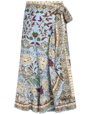 Marie Oliver Teresa Floral-Print Wrap Midi Skirt - Blue