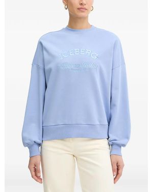 Iceberg Logo-Embroidered Dropped-Shoulder Jumper - Blue