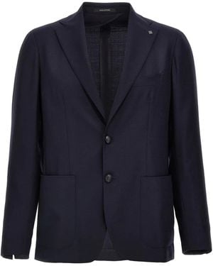 Tagliatore Tailored Single Breasted Wool Blazer - Blue
