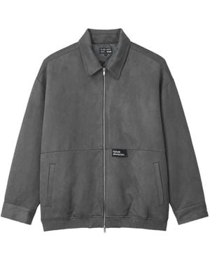 Izzue Logo-Patch Zip-Up Jacket - Gray