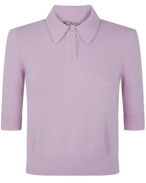 Twinset Ribbed Polo Shirt - Purple