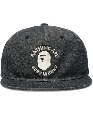 A Bathing Ape Logo Denim Cap - Black