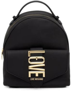 Love Moschino Logo-Plaque Buckle Backpack - Black