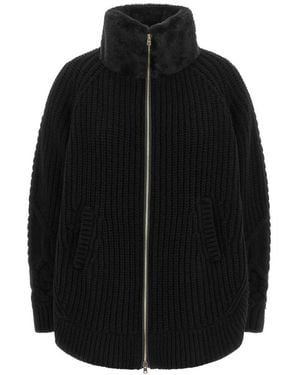 Herno Braided-Knit Ribbed Jacket - Black