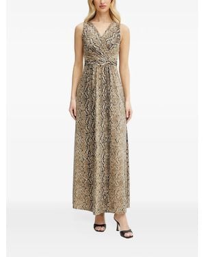 Morgan Snake-Print Belted Maxi Dress - Natural