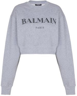 Balmain Logo-Print Crew-Neck Sweatshirt - Blue