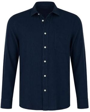 Hartford Chest-Pocket Linen Shirt - Blue