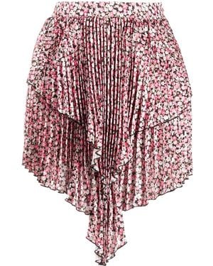 WANDERING Waterfall Hem Asymmetric Mini Skirt - Red