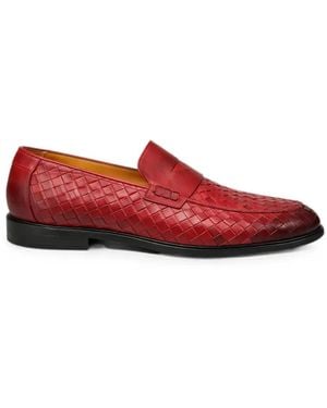 Doucal's Woven-Design Leather Loafers - Red