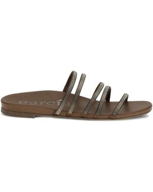 Pedro Garcia Beatrix Embellished-Straps Sandals - Brown