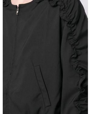 Random Identities Ruched Zip-Up Bomber Jacket - Black