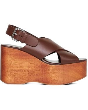 Weekend by Maxmara Criss-Cross Leather Sandals - Brown