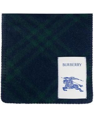 Burberry Tartan Wool Scarf - Blue