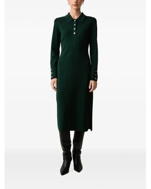 KARL LAGERFELD Logo-Button Polo Midi Dress - Green