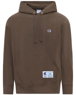 Undercover X Champion Logo-Detail Hoodie - Brown