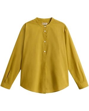 Woolrich Damen Shirt Mit Stehkragen Aus Voile Aus Reiner Baumwolle Grün Größe - Gelb