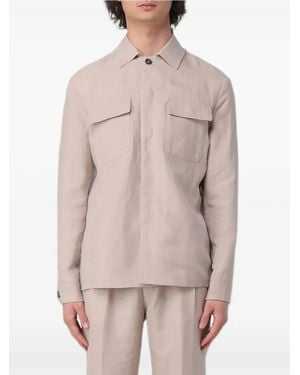 Eleventy Button-Up Chest-Pocket Suit - Natural