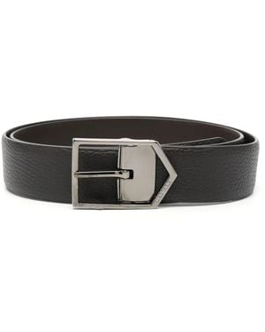 Canali Tumbled Leather Belt - Black