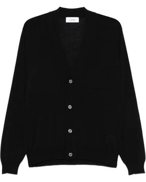 Lardini Button-Front Wool Cardigan - Black
