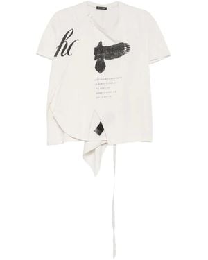 Ann Demeulemeester Graphic-Print Paneled T-Shirt - White