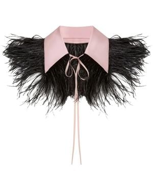 La DoubleJ La Scala Feather-Trim Collar - Black