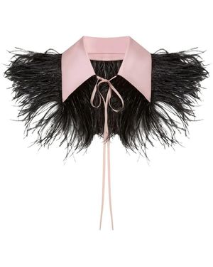 La DoubleJ Chemise La Scala À Col Bordé De Plumes - Noir