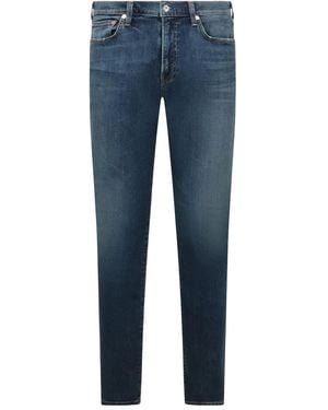 Citizens of Humanity Engraved-Logo Patch Straight-Leg Jeans - Blue