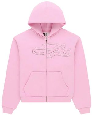 Sp5der Hoodie Zippé À Ornements Strassés - Pink