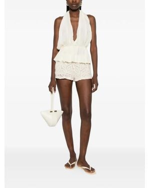 ACTUALEE Sequin-Embellished Lace Shorts - White