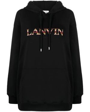 Lanvin Logo Oversized Cotton Hoodie - Black